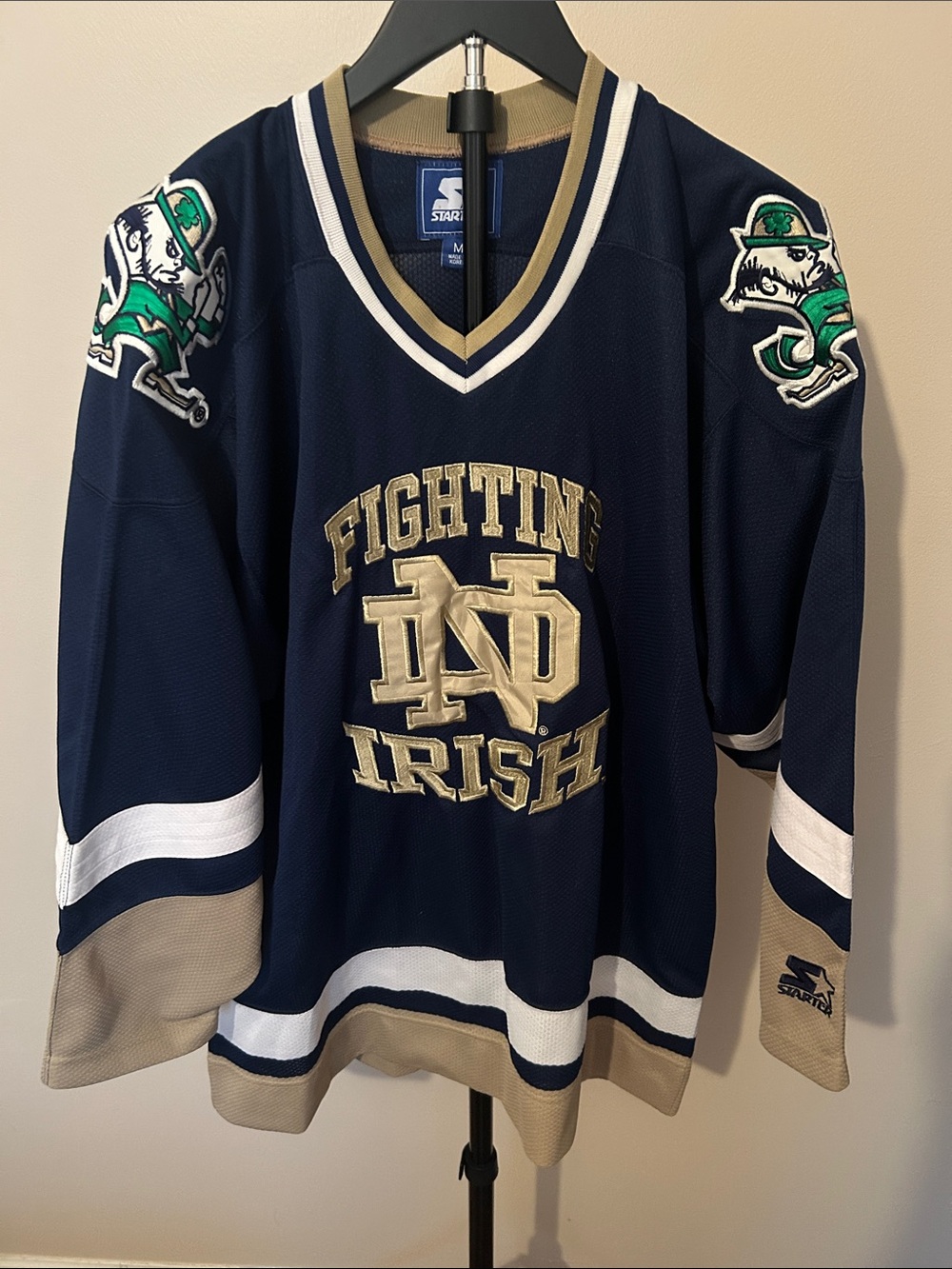 STARTER Navy Gold & White Notre Dame Fighting Irish Hockey Jersey